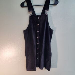Black Corduroy/Velvet Overall Dress